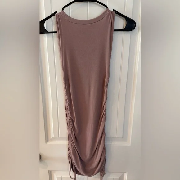 BB Dakota Steve Madden Mauve Ruched Bodycon Dress S Adjustable Side Tie - Picture 2 of 4